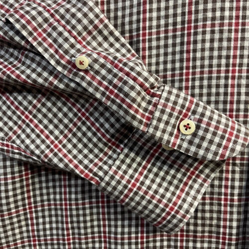 Peter Millar Long Sleeve Gingham Plaid Button‎ Shirt Mens XL Cotton Red Green - Picture 4 of 12